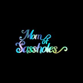 Mom of Sassholes Sticker Vinyl Decal Notebook Car Laptop 5.5" x 2.5" (Holographic)