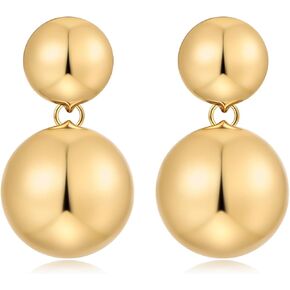 Gold Round Disc Clip On Earrings Ball Earrings Clip On Fashion Earrings for Women