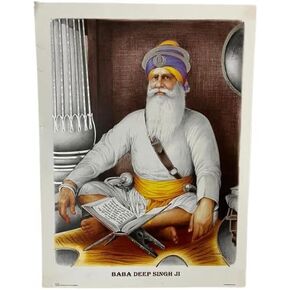 Baba Deep Singh Photo Guru Nanak Dev Ji Bhai Mardana Photo Sikh Gurus Das Guru Guru Gobind Singh Ji Photo Guru Sikh Photo Golden Temple Size 16x12 Inch (White)
