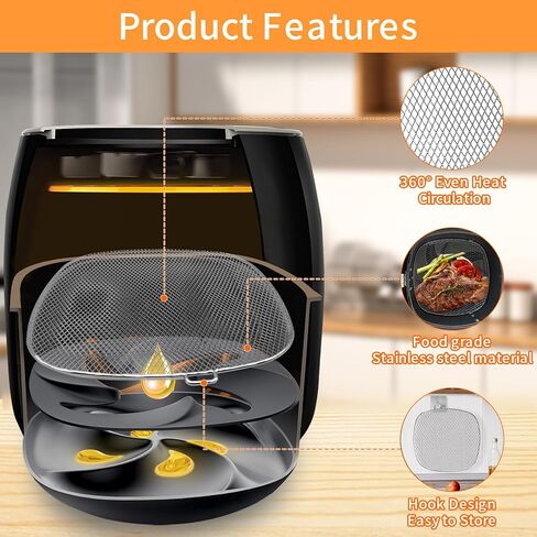 قطع غيار مقلاة الهواء لشركة فيليبس، مقلاة تنقيط مربعة 8.46 بوصة لحامل صينية فيليبس HD9741 3QT متوافق مع HD9630، HD9656، HD9730، آمنة للاستخدام في غسالة الأطباق in Kuwait