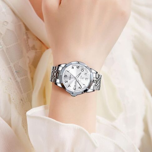 OLEVS Watch for Men Women Large Face Unisex Diamond Luxury Dress Analog Quartz Stainless Steel Waterproof Luminous Date Business Casual Wrist Watch in Kuwait