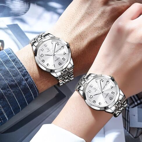 OLEVS Watch for Men Women Large Face Unisex Diamond Luxury Dress Analog Quartz Stainless Steel Waterproof Luminous Date Business Casual Wrist Watch in Kuwait