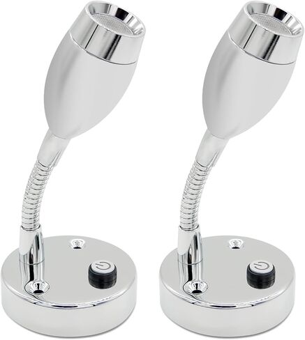 أضواء القراءة RV من Dream Lighting بجهد 12 فولت LED بجانب السرير مع مفتاح تثبيت على الحائط بلمسة نهائية من الكروم، إضاءة زرقاء وبيضاء باردة، حزمة من 2 in Kuwait