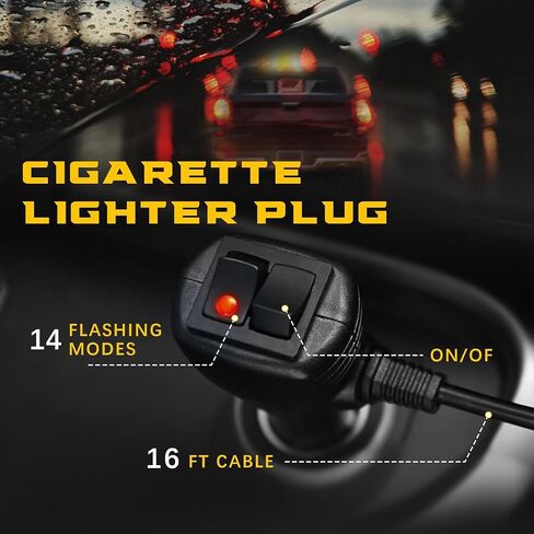 شريط أضواء ستروب LED 66 بوصة باللون الأبيض الكهرمان مقاس 32 بوصة، أضواء بناء تحذيرية وامضة للطوارئ مطورة للشاحنات وسيارات الإسعاف ومركبات السحب in Kuwait