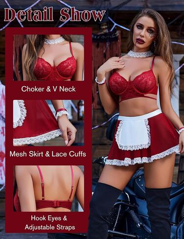 Avidlove Lingerie for Women Sexy Lace Babydoll French Maid Outfit Cosplay Costumes 6 Pack Role Play Lingerie Set in Saudi Arabia