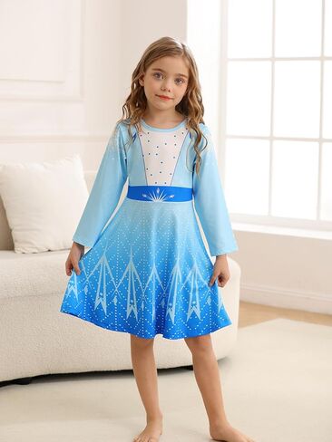 AmzBarley Princess Nightgown Girls Nightgowns for Toddler Kids Princess Pajamas Sleepwear Long Sleeve Nightie Nightdress in Kuwait