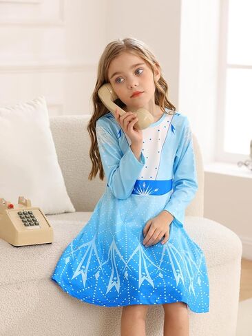 AmzBarley Princess Nightgown Girls Nightgowns for Toddler Kids Princess Pajamas Sleepwear Long Sleeve Nightie Nightdress in Kuwait