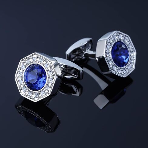 Sogee Crystal Cufflinks for Men Blue/Green/Pink/Purple/Red/White/Colorful Real Gold Plated Elegant Mens Cuff Links for Wedding Party Unique Gift in Saudi Arabia