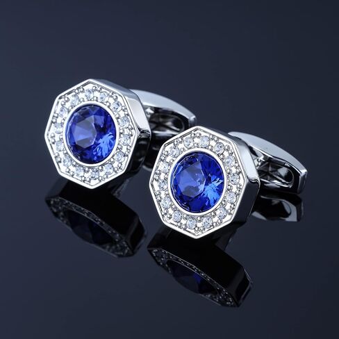 Sogee Crystal Cufflinks for Men Blue/Green/Pink/Purple/Red/White/Colorful Real Gold Plated Elegant Mens Cuff Links for Wedding Party Unique Gift in Saudi Arabia