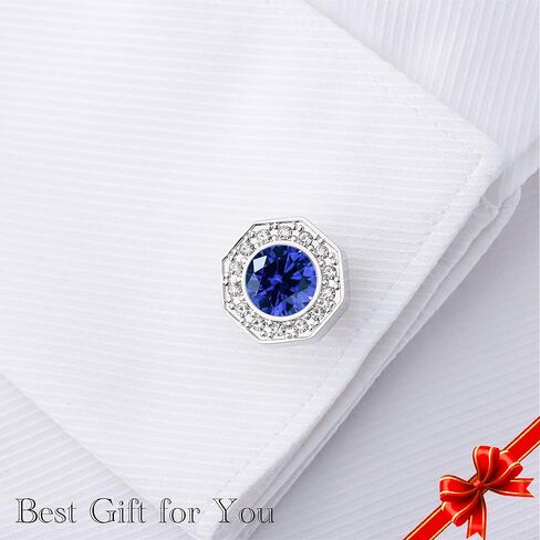 Sogee Crystal Cufflinks for Men Blue/Green/Pink/Purple/Red/White/Colorful Real Gold Plated Elegant Mens Cuff Links for Wedding Party Unique Gift in Saudi Arabia