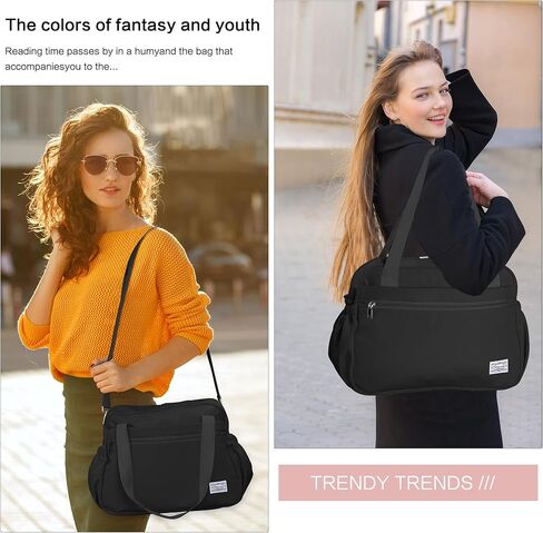 حقيبة رياضية للنساء، حقيبة دفل للسفر مع جيب مبلل، حقائب حمل لعطلة نهاية الأسبوع للنساء، حقيبة سفر مقاومة للماء، أسود in Kuwait