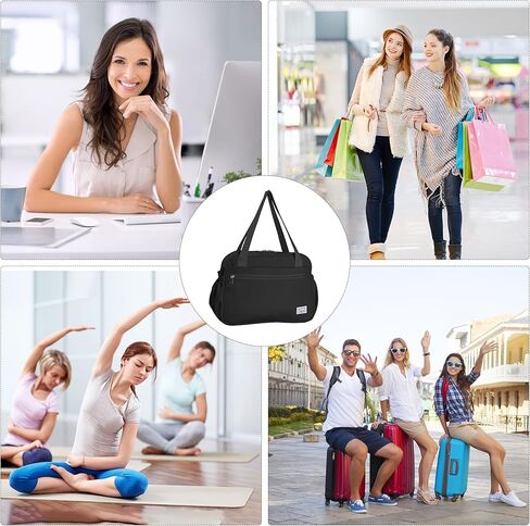 حقيبة رياضية للنساء، حقيبة دفل للسفر مع جيب مبلل، حقائب حمل لعطلة نهاية الأسبوع للنساء، حقيبة سفر مقاومة للماء، أسود in Kuwait