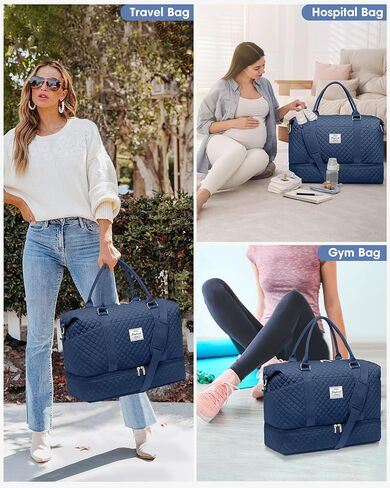Women Weekender Travel Duffle Bags: Duffel Overnight Bag with Shoe Compartment Large Carry on Tote Bag Toiletry Bag Weekend Yoga Gym Bags with Wet Pocket Hospital Bags for Labor and Delivery Black in Kuwait