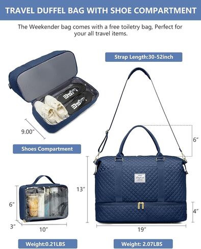 Women Weekender Travel Duffle Bags: Duffel Overnight Bag with Shoe Compartment Large Carry on Tote Bag Toiletry Bag Weekend Yoga Gym Bags with Wet Pocket Hospital Bags for Labor and Delivery Black in Kuwait
