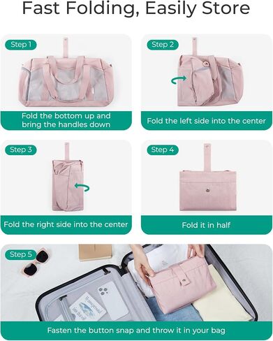 BAGSMART Gym Bag for Women, Foldable Duffle Bag for Travel, 35L Carry on Weekender Overnight Bag, Sports Duffel Bags with Shoe Compartment, Personal Item Travel Bag Workout Bag for Travel Yoga, Black in Saudi Arabia