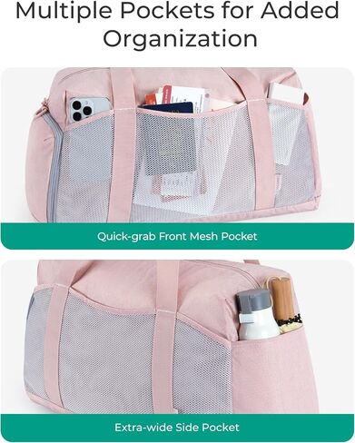 BAGSMART Gym Bag for Women, Foldable Duffle Bag for Travel, 35L Carry on Weekender Overnight Bag, Sports Duffel Bags with Shoe Compartment, Personal Item Travel Bag Workout Bag for Travel Yoga, Black in Saudi Arabia