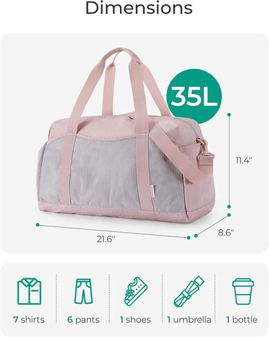 BAGSMART Gym Bag for Women, Foldable Duffle Bag for Travel, 35L Carry on Weekender Overnight Bag, Sports Duffel Bags with Shoe Compartment, Personal Item Travel Bag Workout Bag for Travel Yoga, Black in Saudi Arabia