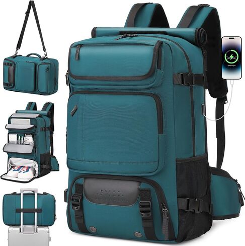 Carry on Travel Backpack for Men Airline Approved Duffle Backpack Convertible Nylon Luggage Bag Dark Green in Kuwait