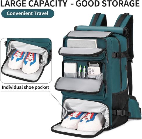 Carry on Travel Backpack for Men Airline Approved Duffle Backpack Convertible Nylon Luggage Bag Dark Green in Kuwait