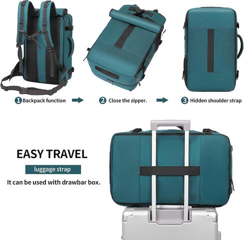 Carry on Travel Backpack for Men Airline Approved Duffle Backpack Convertible Nylon Luggage Bag Dark Green in Kuwait