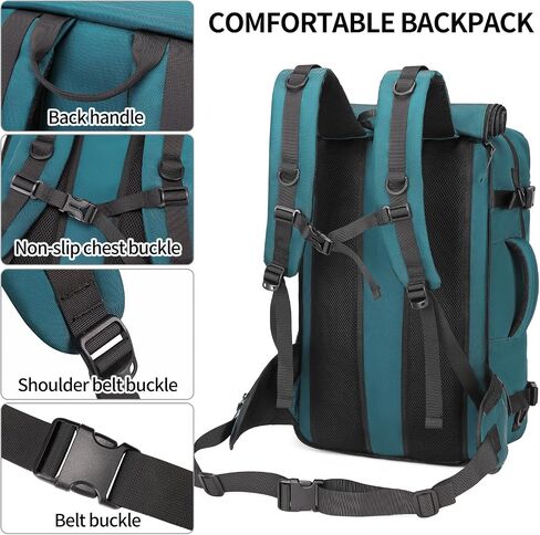 Carry on Travel Backpack for Men Airline Approved Duffle Backpack Convertible Nylon Luggage Bag Dark Green in Kuwait