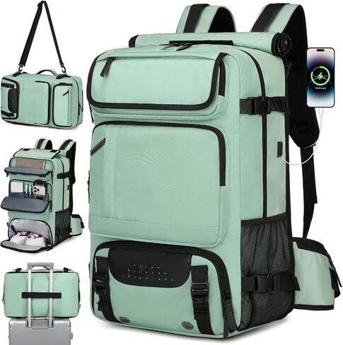 Carry on Travel Backpack for Men Airline Approved Duffle Backpack Convertible Nylon Luggage Bag Dark Green in Kuwait