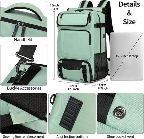 Carry on Travel Backpack for Men Airline Approved Duffle Backpack Convertible Nylon Luggage Bag Dark Green in Kuwait