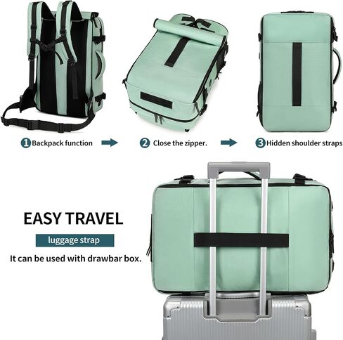 Carry on Travel Backpack for Men Airline Approved Duffle Backpack Convertible Nylon Luggage Bag Dark Green in Kuwait