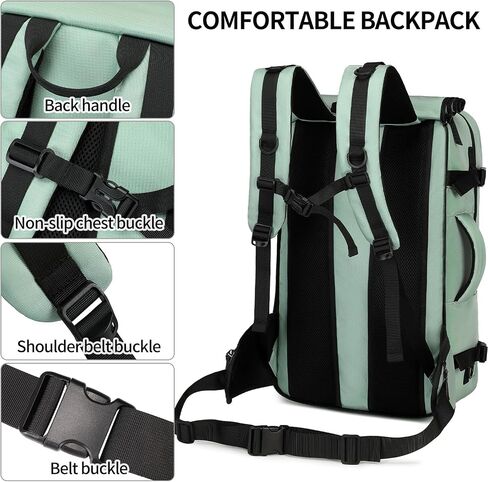 Carry on Travel Backpack for Men Airline Approved Duffle Backpack Convertible Nylon Luggage Bag Dark Green in Kuwait