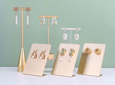 GemeShou 3pcs Small Metal Earring Display for Selling, Gold Jewelry Earring Organizer Hanging, Stud Earring Holder for Online Shop Photography【Gold Metal Earring Board-Small 3pcs 】 in Saudi Arabia