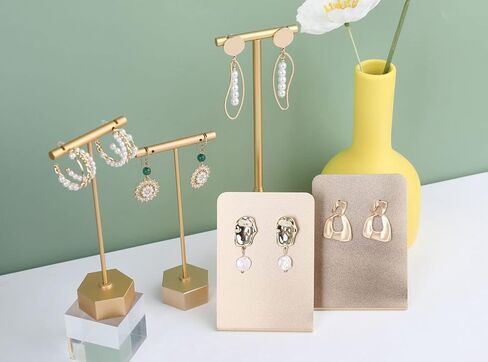 GemeShou 3pcs Small Metal Earring Display for Selling, Gold Jewelry Earring Organizer Hanging, Stud Earring Holder for Online Shop Photography【Gold Metal Earring Board-Small 3pcs 】 in Saudi Arabia