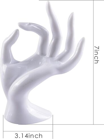 ChezMax Jewery Display Hand Ring Holder - Jewelry Organizer Stand, Necklace Stand, Preppy Jewelry Holder, Aesthetic Room Decor, White Cute Y2k Room Decor for Women in Kuwait