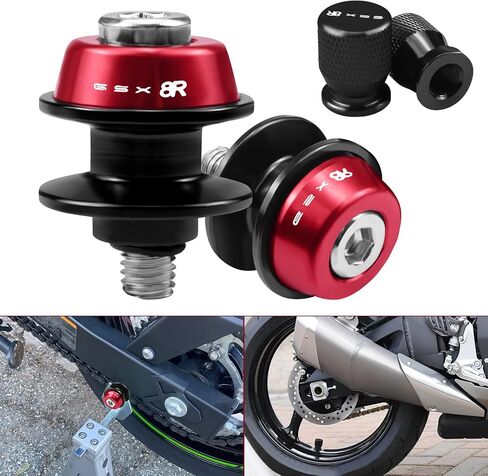 Motorcycle Swing Arm Spools Sliders and Tire Valve Stem Caps Air Cap Covers Set for Suzuki GSX-8R GSX8R GSX 8R 2023-2025 (Black) in Kuwait