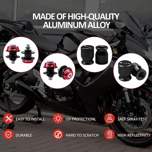 Motorcycle Swing Arm Spools Sliders and Tire Valve Stem Caps Air Cap Covers Set for Suzuki GSX-8R GSX8R GSX 8R 2023-2025 (Black) in Kuwait