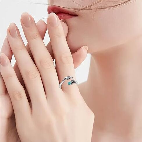 Sterling Silver Leaf Ring for Women Mother Rings Jewelry Gifts in Saudi Arabia