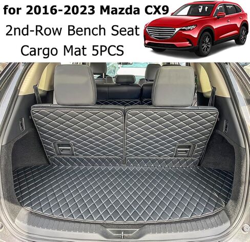 Cargo Mat Compatible with 2016-2023 Mazda CX-9 Trunk Mat (2nd-Row Captain's Seat) Cargo Liners for Mazda CX9 in Saudi Arabia