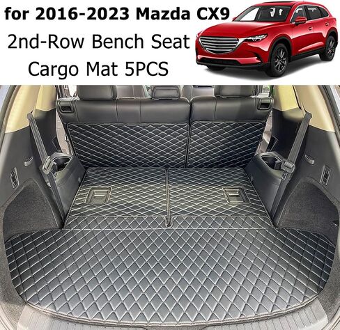 Cargo Mat Compatible with 2016-2023 Mazda CX-9 Trunk Mat (2nd-Row Captain's Seat) Cargo Liners for Mazda CX9 in Saudi Arabia