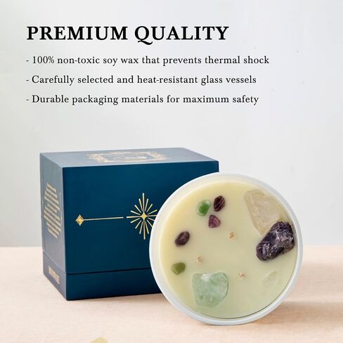 Healing Chakra Crystal Candles with Amethyst Manifestation Bracelet, Spiritual Meditation Scented Candle Gift Set for Women Mom, Premium Natural Fragrance Soy Wax for Relaxation Stress Relief in Saudi Arabia