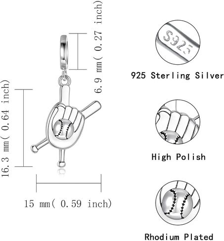 Sterling Silver Sport Ball Charms for Bracelet or Necklace: Football Basketball Tennis Baseball Sport Ball Dangle Pendant Bead Charms for Bracelet Necklace Birthday Mothers Day Personalized Jewelry Gift for Women Sport Lovers Fans in Kuwait
