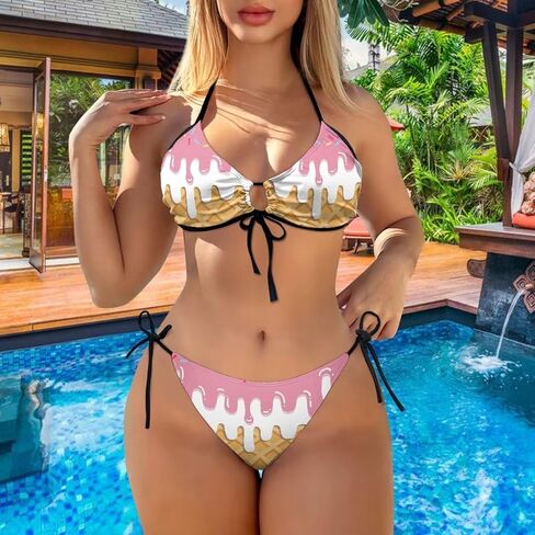 JEOCODY Womens Sexy Thong Bikini Swimsuits String Push Up Padded Bathing Suit in Saudi Arabia