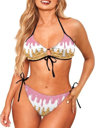 JEOCODY Womens Sexy Thong Bikini Swimsuits String Push Up Padded Bathing Suit in Saudi Arabia