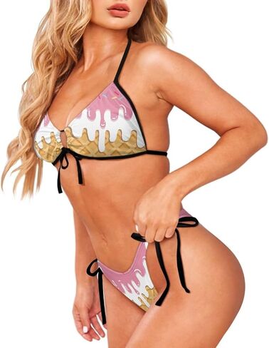 JEOCODY Womens Sexy Thong Bikini Swimsuits String Push Up Padded Bathing Suit in Saudi Arabia