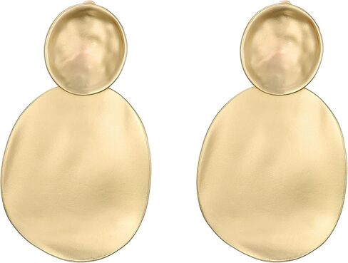 Matte Gold Silver Hammered Discs Clip On Earrings for Women Big Round Disc Dangle Clip Earrings for Women Girls in Saudi Arabia