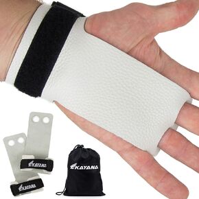 2 Hole Leather Gymnastics Hand Grips - Palm Protection and Wrist Support for Cross Training, Kettlebells, Pull ups, Weightlifting, Chin ups, Workout, & Exercise