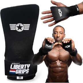 JerkFit Liberty Grips 2.0 - Fingerless Gymnastics Hand Grips for Pull-Ups, Cross Training, Weightlifting, WODs, and Calisthenics - No Hole Hand Protection to Prevent Rips and Blisters