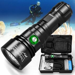 UniqueFire D03 Scuba Dive 365nm UV Black Light 3LEDs High Power Super Bright Underwater Diving UV Flashlight Rechargeable with 3 Modes Night Dive Torch 100 Meters Submersible Light