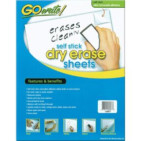 Dry Erase Learning Sheets 3/4" x 3/8" x 1/4" Ruled 11" x 8-1/4", 5 Sheets, White (LB8511)