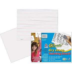 PACLB8512 Dry Erase Learning Sheets, White, 3/4" x 3/8" x 1/4" Ruled, 11" x 8-1/4", 30 Sheets