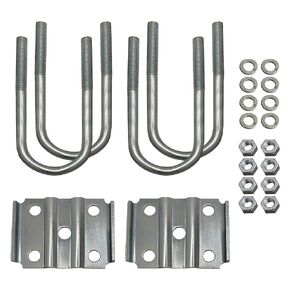 Round U Bolt & Plate Kit for Trailer Axle, Galvanized Zinc, 3"W x 7"L - Tandem Axle