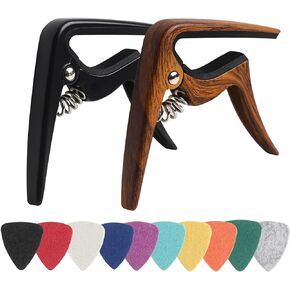 Ukulele Capo 2Pack with 10 felt picks for Soprano, Concert, Tenor, Baritone Ukulele